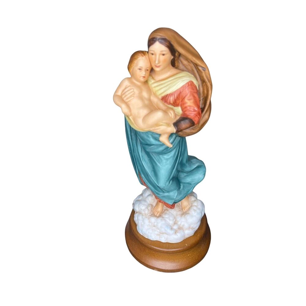 Vintage Franklin Mint Hand Painted Porcelain The Sistine Madonna Jesus & Mary